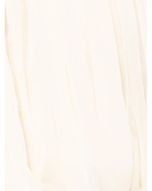 Nissa Natural Asymmetrical Chiffon Crop Top