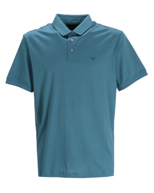 Emporio Armani Jersey Poloshirt Met Geborduurd Logo in het Blue voor heren