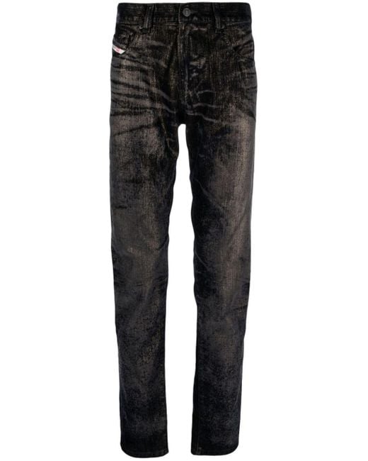 DIESEL Black D-strukt-s3 Slim-leg Velvet Jeans for men