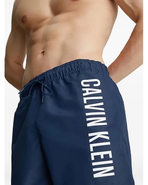 Calvin Klein Zwembroek Met Logoprint in het Blue voor heren