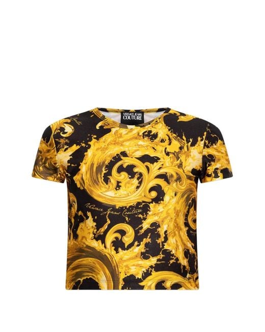 Versace Jeans Couture Yellow Baroque-Pattern T-Shirt