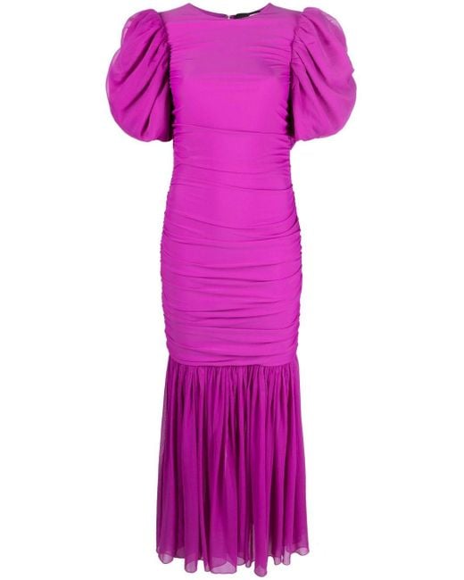 ROTATE BIRGER CHRISTENSEN パフスリーブ フィッシュテール ドレス Purple