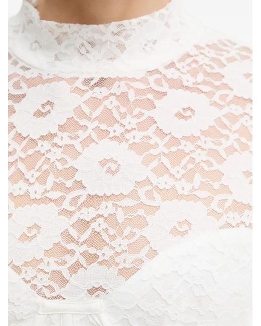 Bardot White Carmen Long-Sleeve Lace Midi Dress