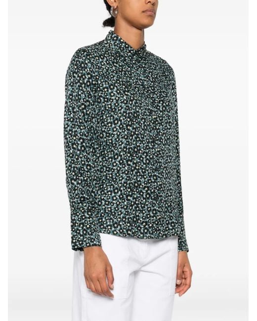 Marc O' Polo Green Floral-Print Button-Down Shirt
