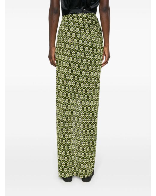 Etro Green Aurea-print Wrap Maxi Skirt