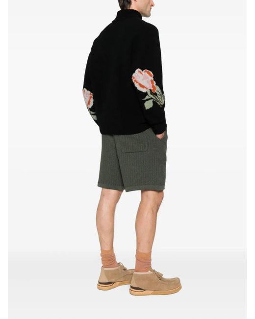 Nanushka Black Rose-Embellished Wool Sweater