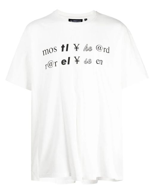 Mostly Heard Rarely Seen White Graphic-Print Cotton T-Shirt for men