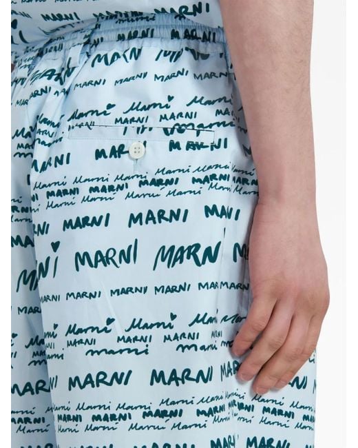 Marni Blue Mega Poplin Shorts for men