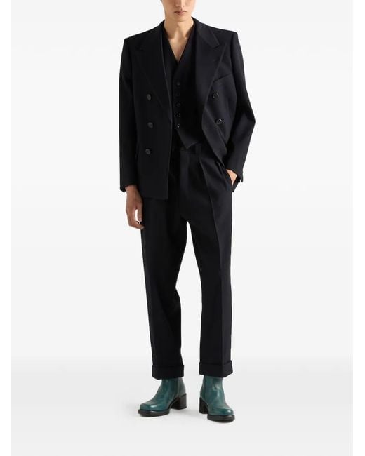 Prada Blue Single-Breasted Wool Vest for men