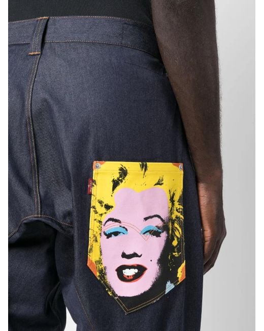 Junya Watanabe Blue Drop-Crotch Cropped Jeans for men