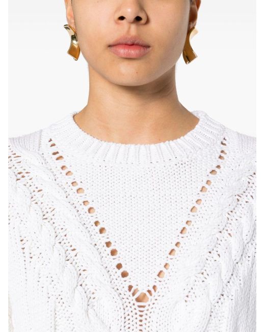 Peserico White Cable-knit Cotton Jumper