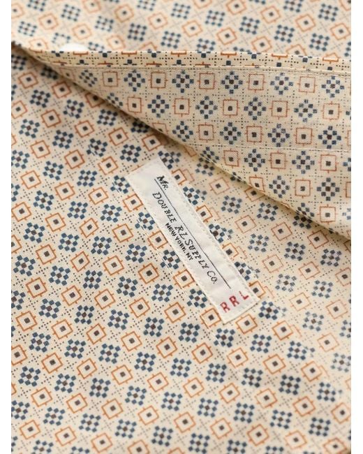 RRL White Geometric-Print Button-Down Shirt for men