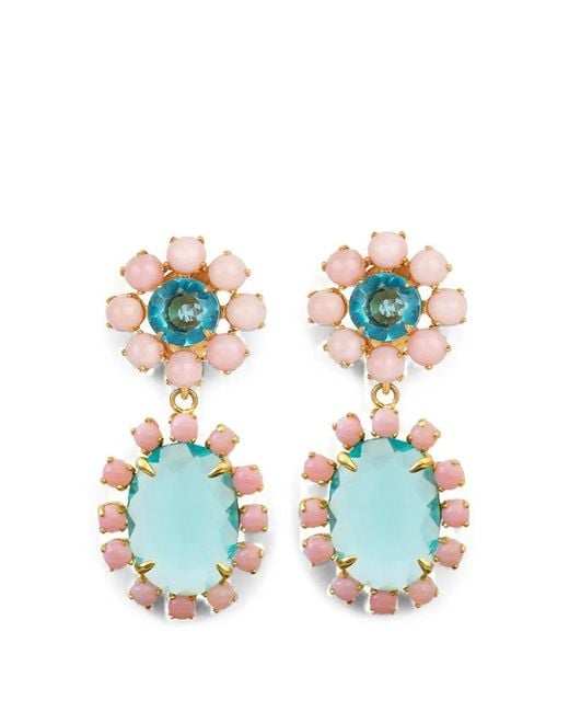Bounkit Blue Quartz And Opal Drop Earrings