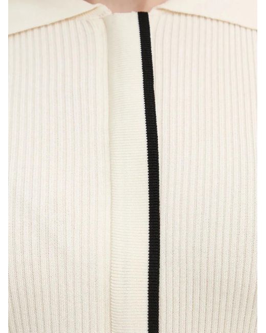 Bruuns Bazaar Natural Ribbed Polo Neck Cardigan