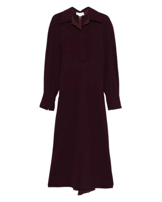 Victoria Beckham Purple Puff-sleeve Midi Dress