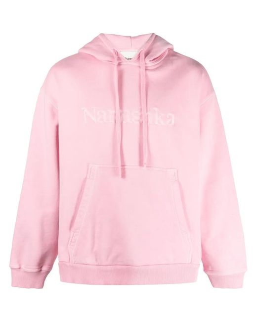 Nanushka Pink Logo-Embroidered Cotton Hoodie