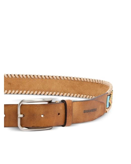 DSquared² White Braided-Embellishment Leather Belt for men