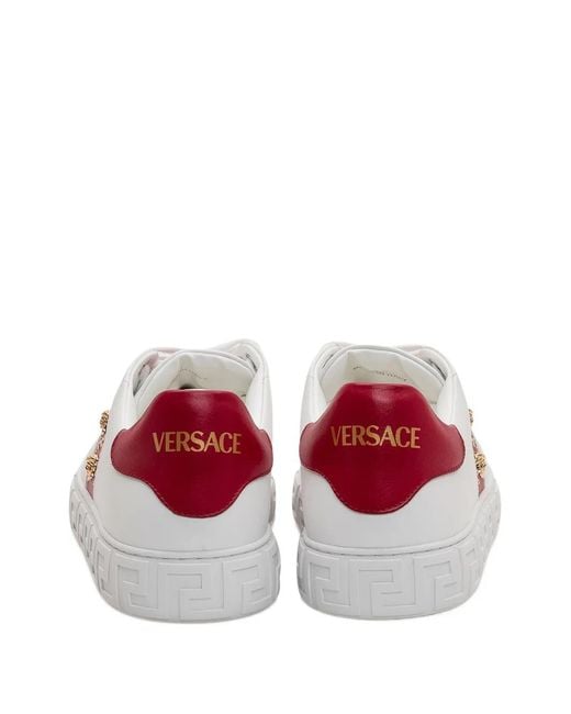 Versace Pink Studded Greca Sneakers for men