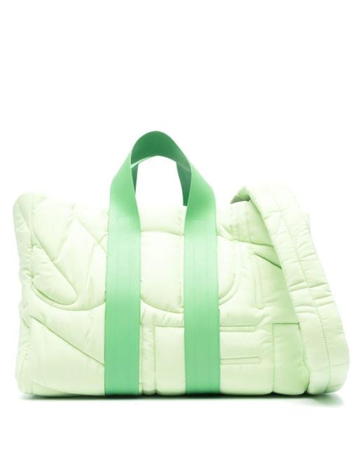 Sunnei Green Parallelepipedo Padded Tote Bag