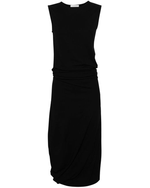 Lemaire Crêpe Maxi-jurk Met Gedrapeerde Hals in het Black
