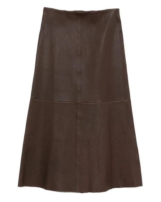 By Malene Birger Brown A-Line Leather Skirt