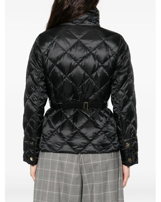 Max Mara Black Mtcsoftb Quilted Belted Jacket