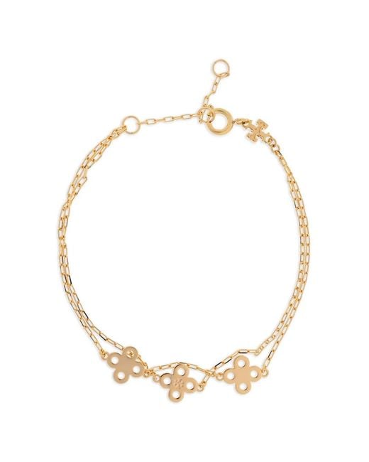 Tory Burch Metallic Clover-Logo Earrings And Bracelet Set
