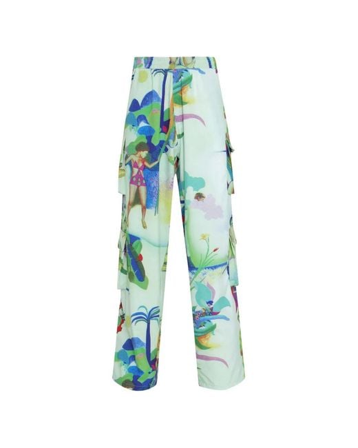 Amir Slama Blue Printed Trousers for men