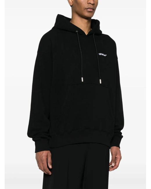 Off-White c/o Virgil Abloh Black Logo-Embroidered Organic-Cotton Hoodie for men