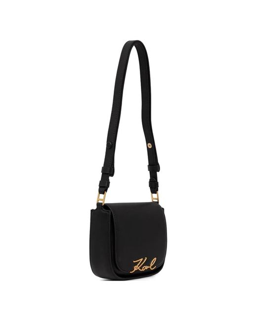 Karl Lagerfeld Black Karl Signature-Plaque Cross Body Bag