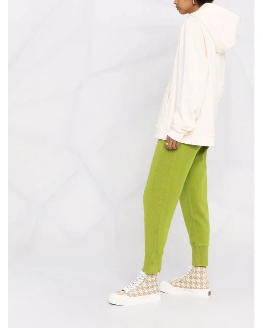 Alberta Ferretti Green Ribbed-Detailing Knitted Joggers