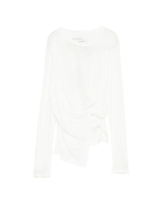 Feng Chen Wang White T-Shirt À Manches Longues Et Détail Noué