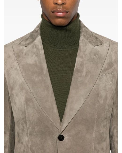 Tom Ford Brown Single-Breasted Suede Blazer for men