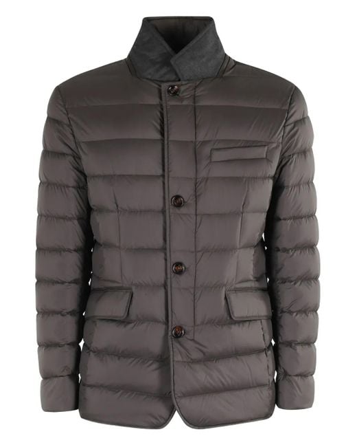Moorer Black Zayn Quilted Button-Fastening Jacket for men