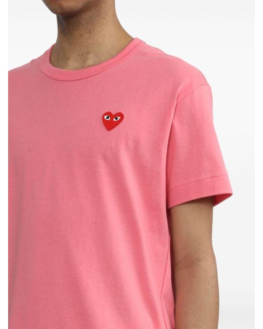T-shirt con applicazione logo di COMME DES GARÇONS PLAY in Pink