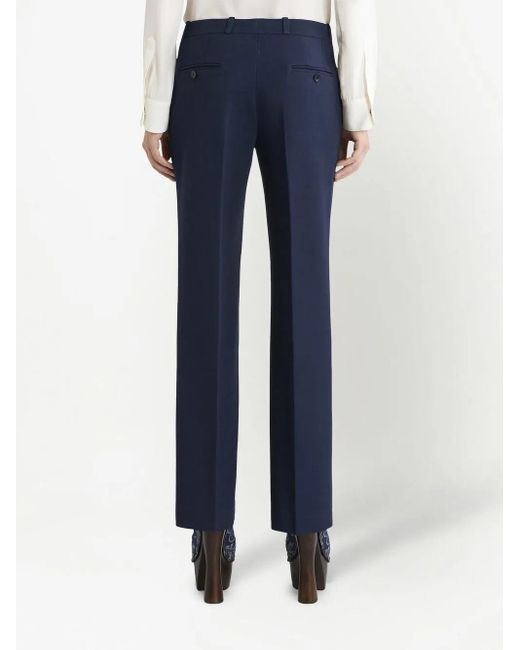 Etro Blue Pressed-Crease Tailored Trousers