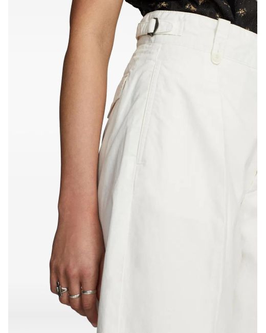 RRL White Pleated Wide-Leg Trousers