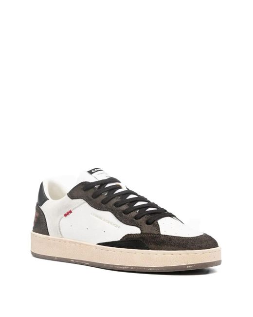 Crime London Black Chealsea Leather-Suede Sneakers for men
