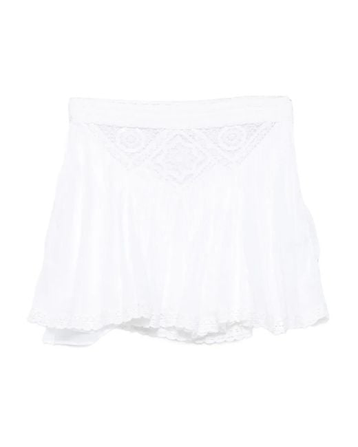 Isabel Marant White Goldie Lace-Trim Mini Skirt