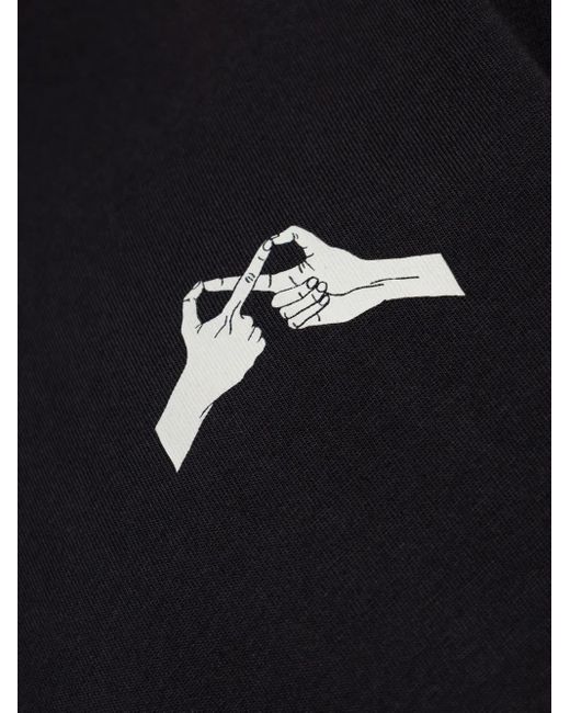 Samsøe & Samsøe Black Saflorian Hand-Motif Organic-Cotton T-Shirt for men