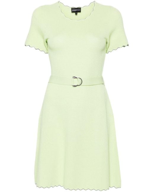 Emporio Armani 3d Gebreide Mini-jurk Met Ceintuur in het Green
