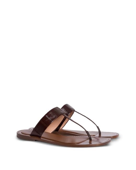 Alberta Ferretti Brown Croc-Effect Thong Sandals