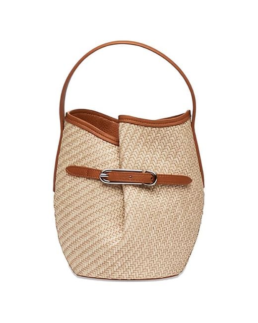 Liffner White Woven Buckle-Detail Bucket Bag