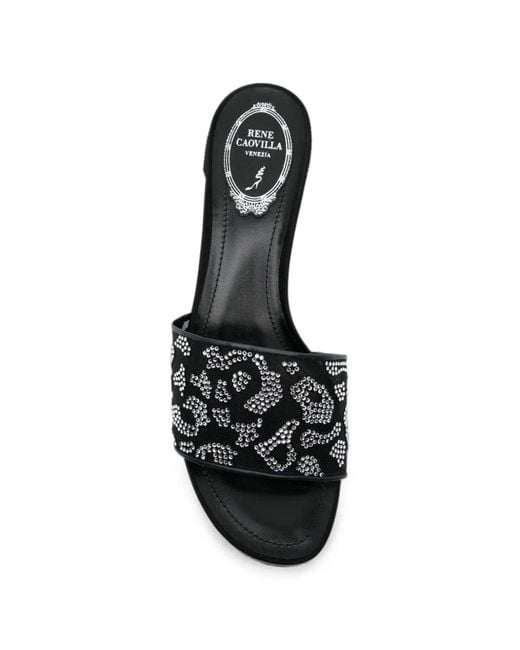 Rene Caovilla White Allura Crystal-Embellished Slides