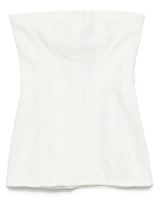 Monot White Strapless Denim Mini Dress