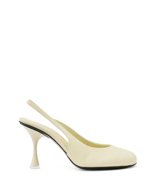 MORSICA White Round-Toe Slingback Pumps