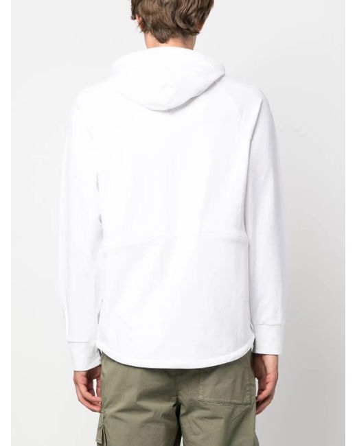 Sudadera con capucha y parche del logo C P Company de hombre de color White