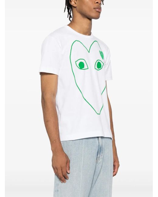 COMME DES GARÇONS PLAY Blue Heart-Printed T-Shirt