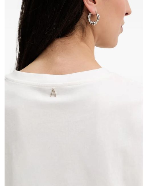 Twinset White Embroidered Slogan-Print T-Shirt