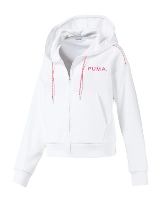 PUMA White Full-Zip Chase Hoodie